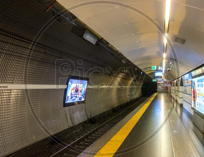 Rome, Italy - 23 June 2018:Subway Station Termini In Rome,Italy