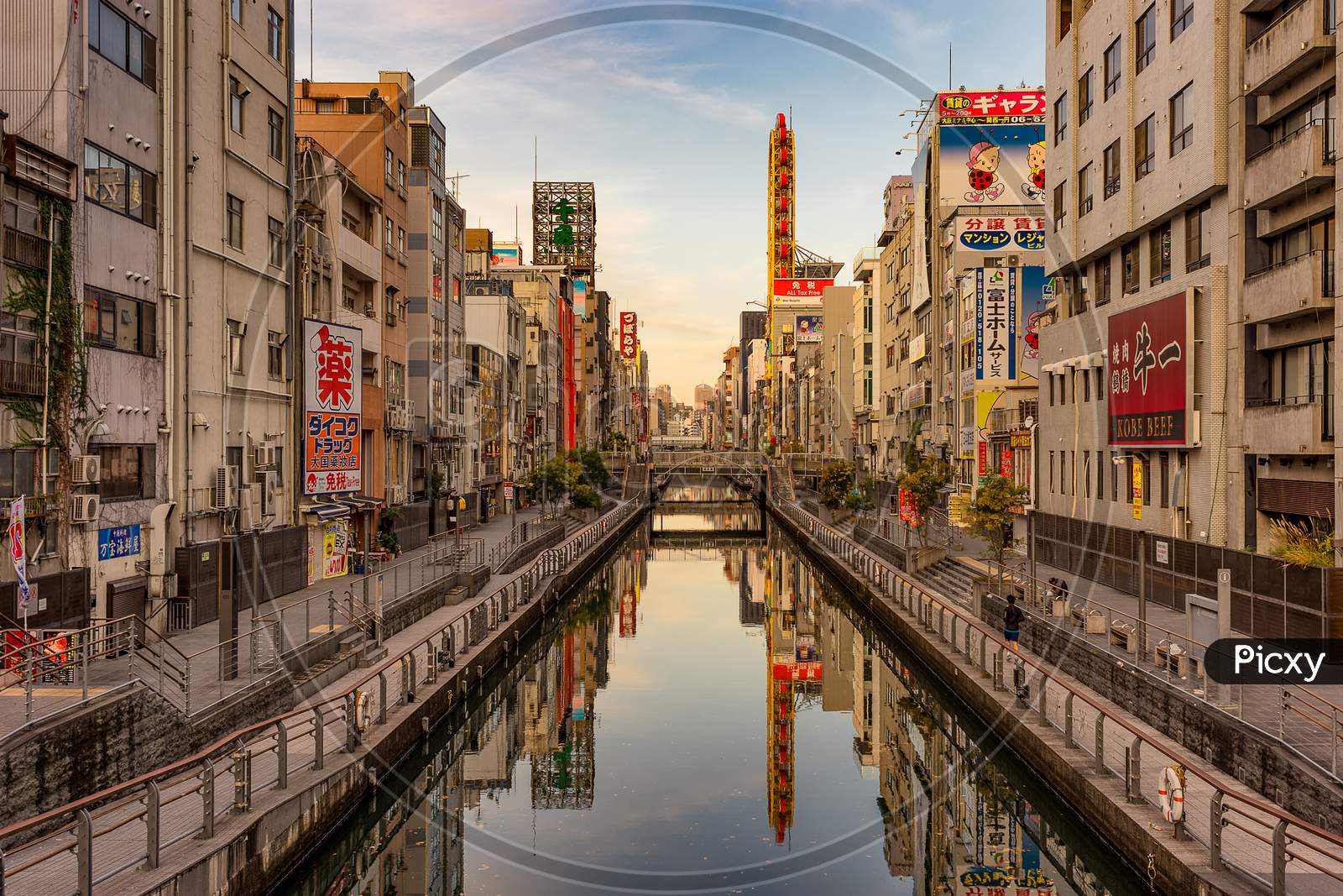 Dotonbori Canal In Central Osaka, Main Tourist Destination In Osaka, Japan