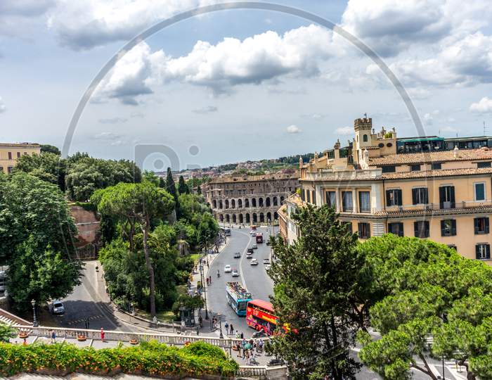 Rome, Italy - 23 June 2018: Rome Cityscape Viewed From Tomb Of The Unknown Soldier In Rome,Italy