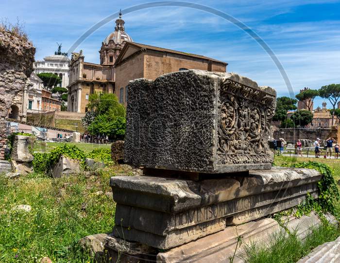 Rome, Italy - 23 June 2018: Arch Of Septimius Severus In Roman Forum, Rome, Italy