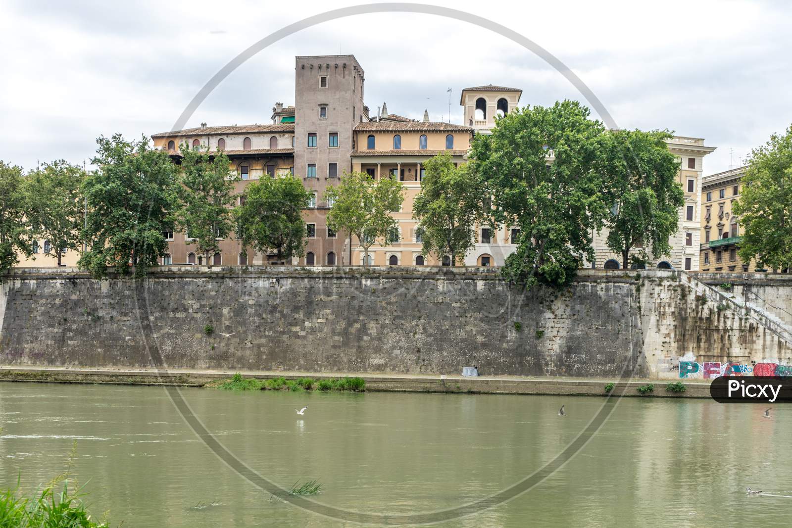Rome, Italy - 23 June 2018: Banks Of The Tiber River In Rome, Italy