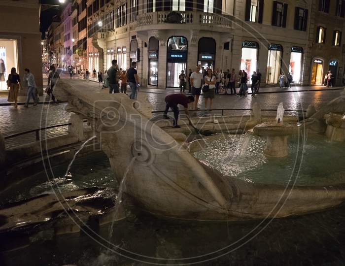 Rome, Italy - 24 June 2018: The Spanish Steps In Piazza Di Spagna In Rome, Italy At Night