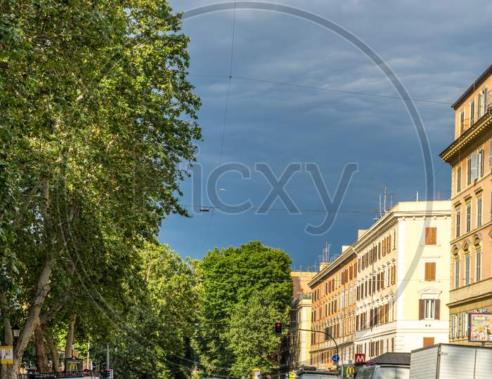 Rome,Italy - 23 June 2018: Overcast Skies In The City Of Rome