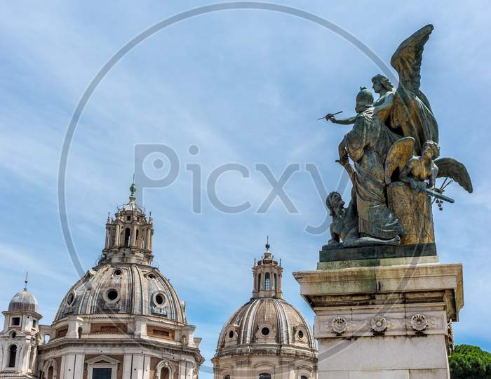Rome, Italy - 23 June 2018: Piazza Venezia, Altare Della Patria, Facade Of Tomb Of The Unknown Soldier In Rome,Italy