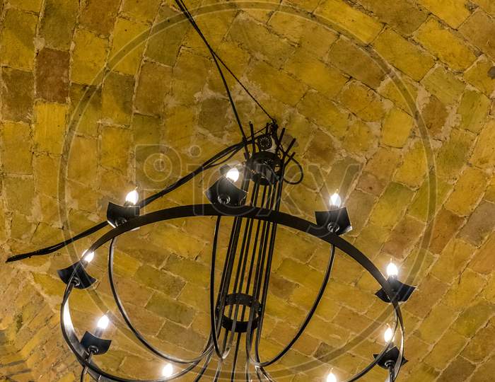 Italy, Rome, Night, Vatican, Chandelier On The Ceiling