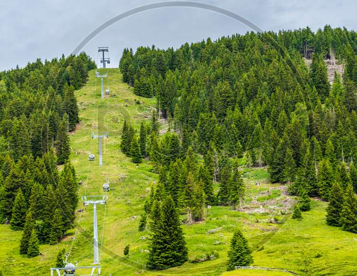 Seiser Alm, Italy - 29 June 2018: Panorama Lift Of Seiser Alm, Alpe Di Siusi In Italy