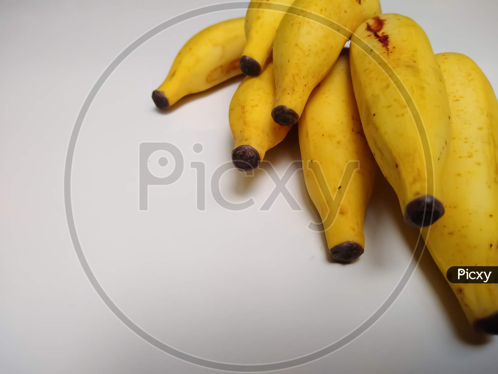 Ripened banana on white background