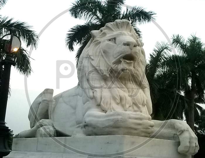 Stone carving of a lion