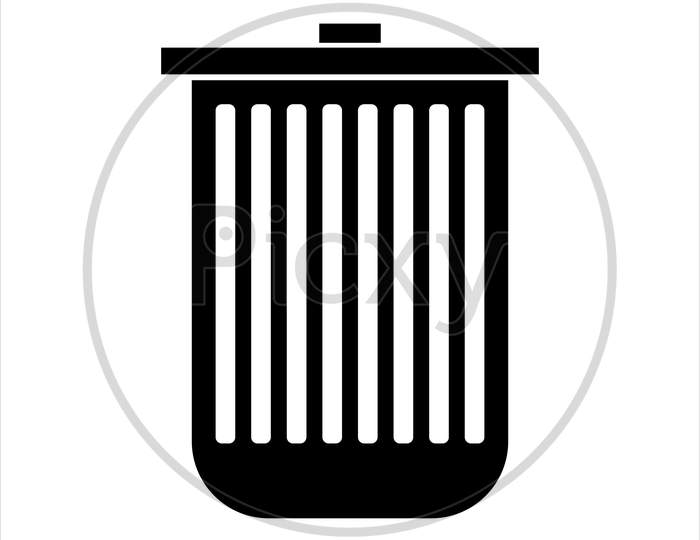 Dust Bin / Trash / Delete Button Trendy Flat Style Icon. Recycle Bin Symbol For Your Web Site Design, Logo, App Ui.