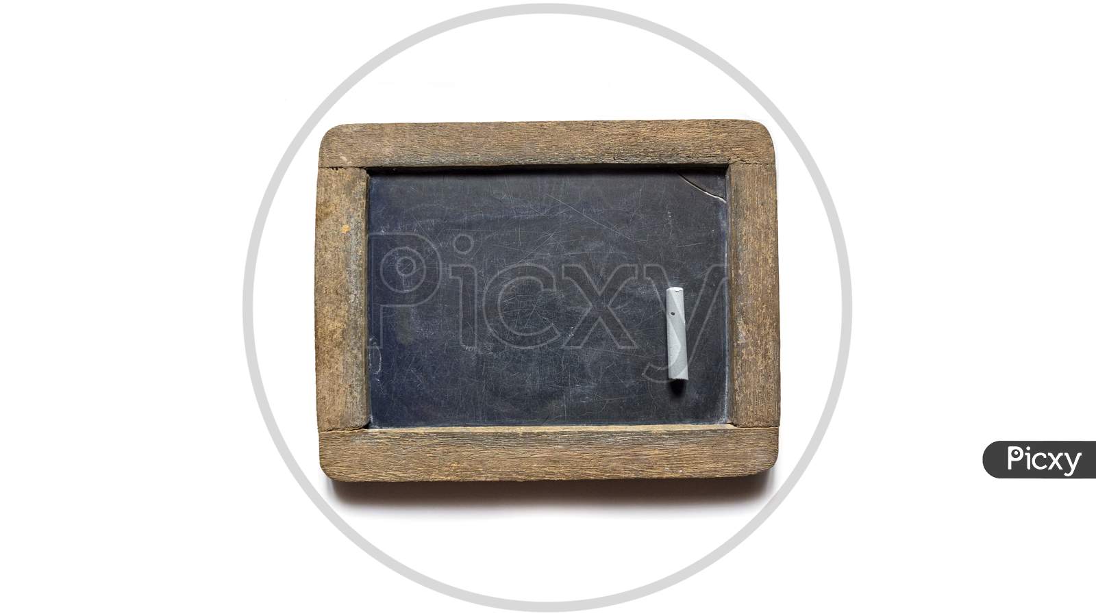 Wooden Slate And A Chalk With Free Surface