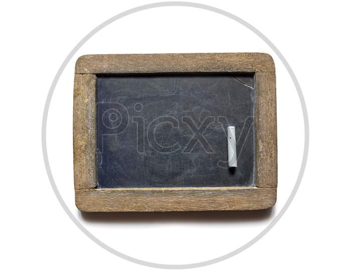 Wooden Slate And A Chalk With Free Surface