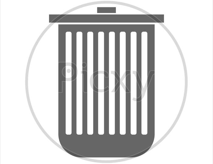 Dust Bin / Trash / Delete Button Trendy Flat Style Icon. Recycle Bin Symbol For Your Web Site Design, Logo, App Ui.