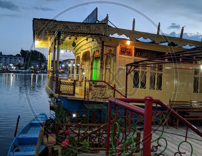 House boat view in Dal lake Kashmir.