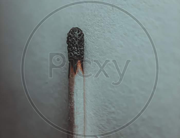 Macro photography of matchstick after getting burned
