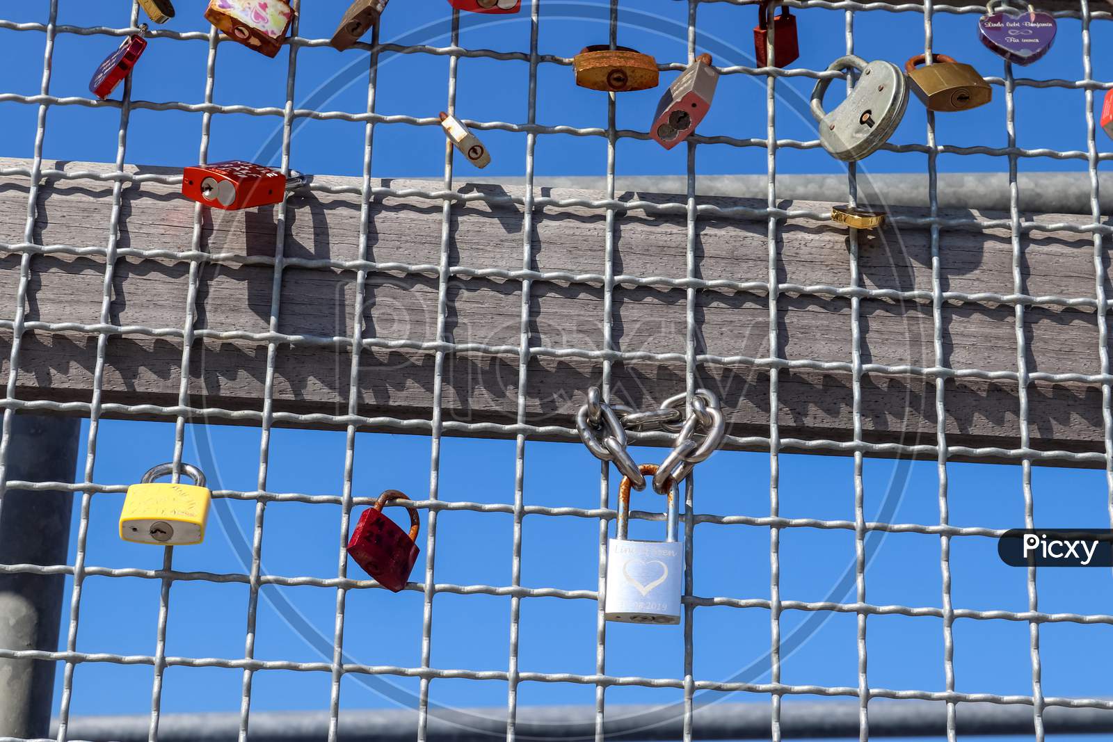 Many Love Locks Hanging At A Pier At A Baltic Sea Beach In Germany