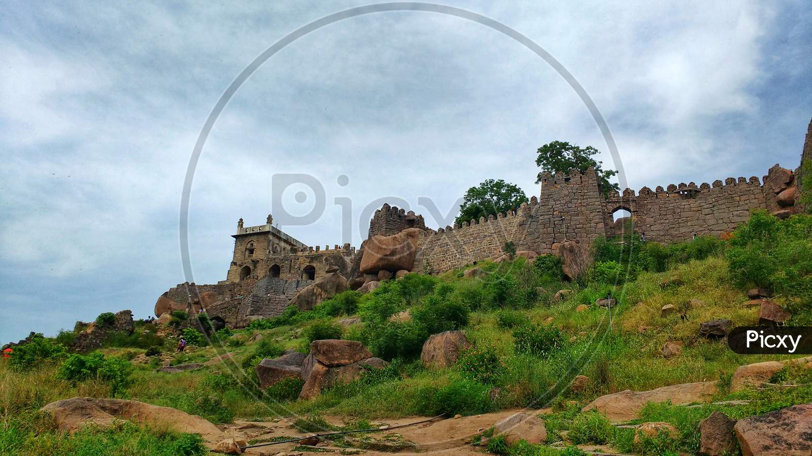Ruins of the Golconda Fort - Baradari can be seen at the top