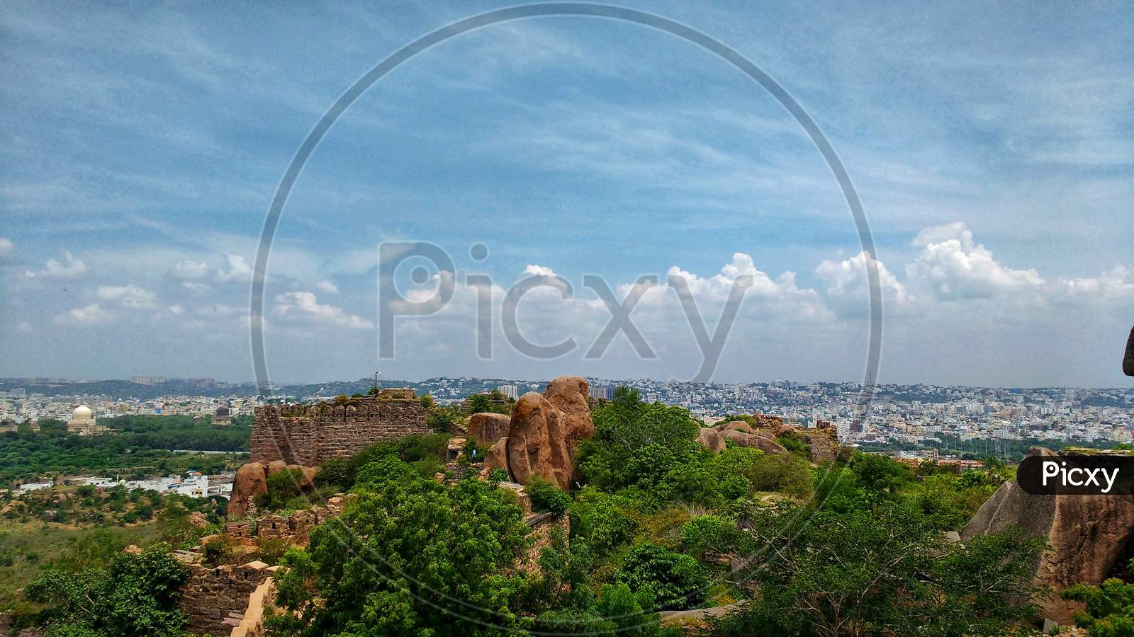 Ruins of the Golconda Fort - Hyderabad city view from top