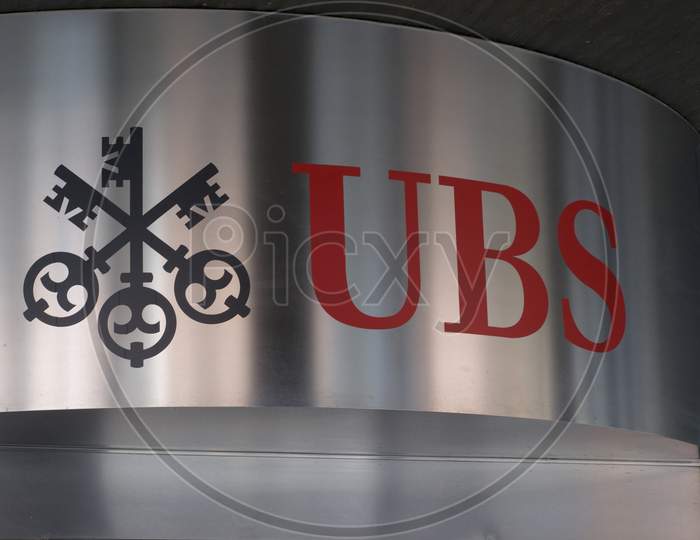 Ubs Bank Logo On Metallic Surface