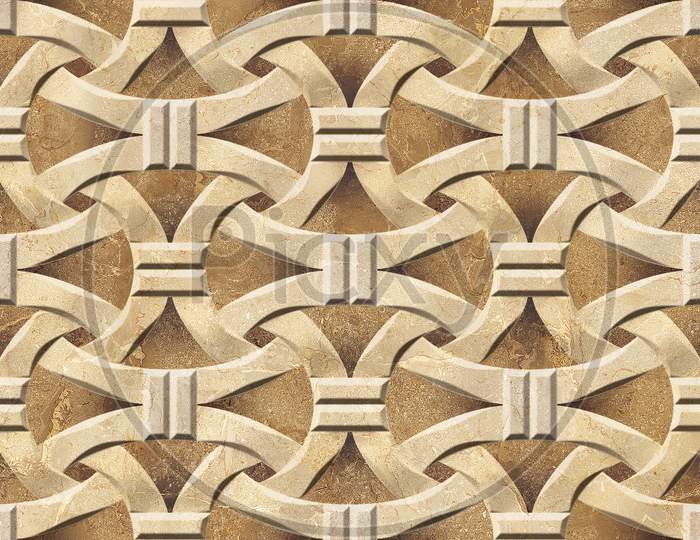 Wall Tile Design, Marble Wall And Floor For Home Wall Decor Tile, Abstract Texture Background ,Shaded Geometric Modules. High Quality Seamless Illustration.