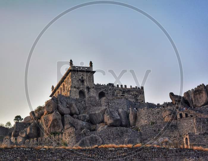 Ruins of the Golconda Fort - Baradari located at the top