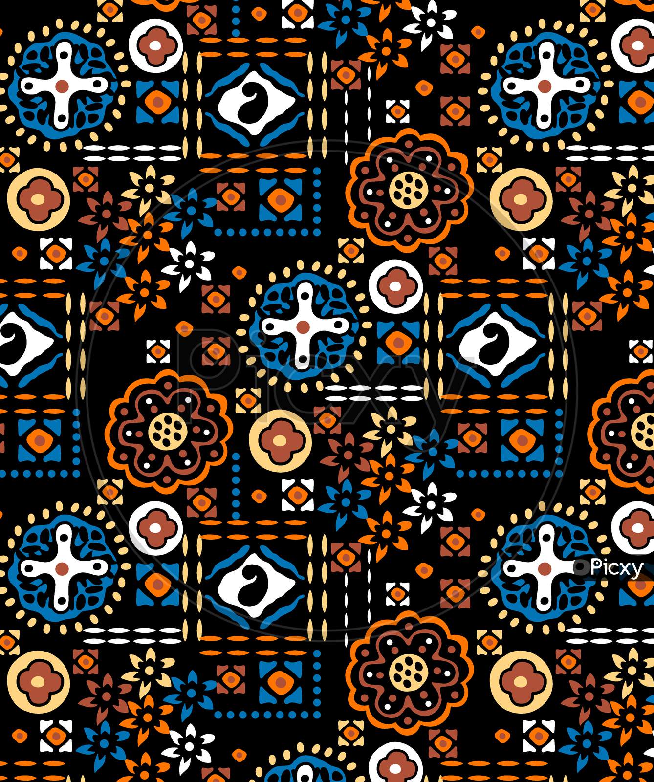Flower butti motif design in textile