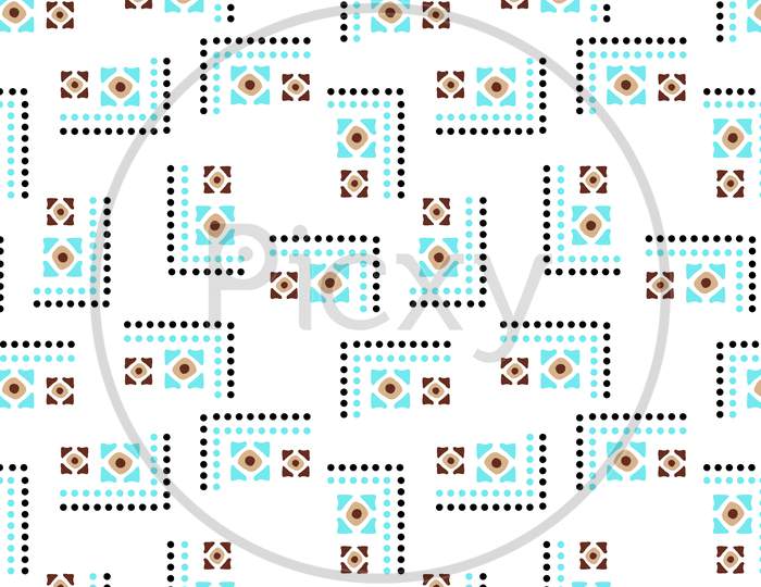 Dot And Score Pattern In Design. With Hand-Drawn Creative Background For Print, Textile, Wear, Magazines, Template, Card, Poster, Brochure. Bright Colors