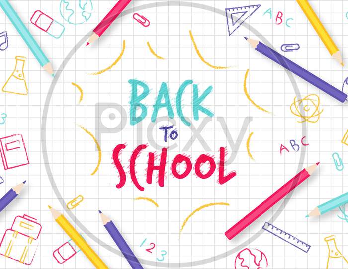 Flat background of back to school .