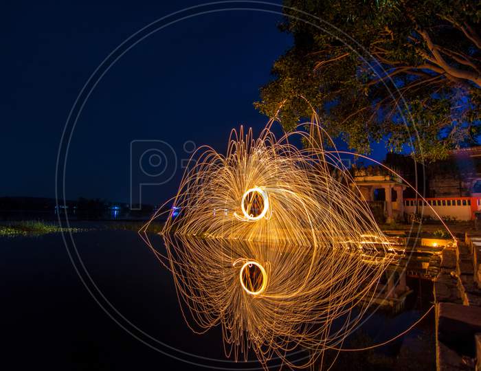 Steel wool Light Painting Reflection
