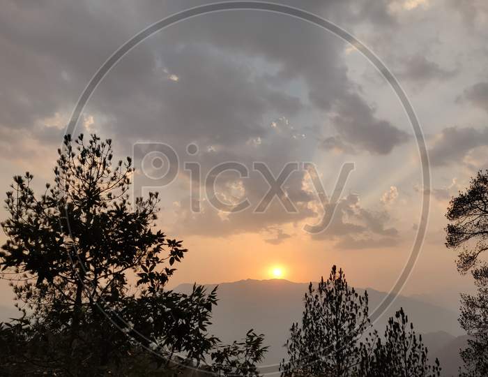 evening view, sunset view in village