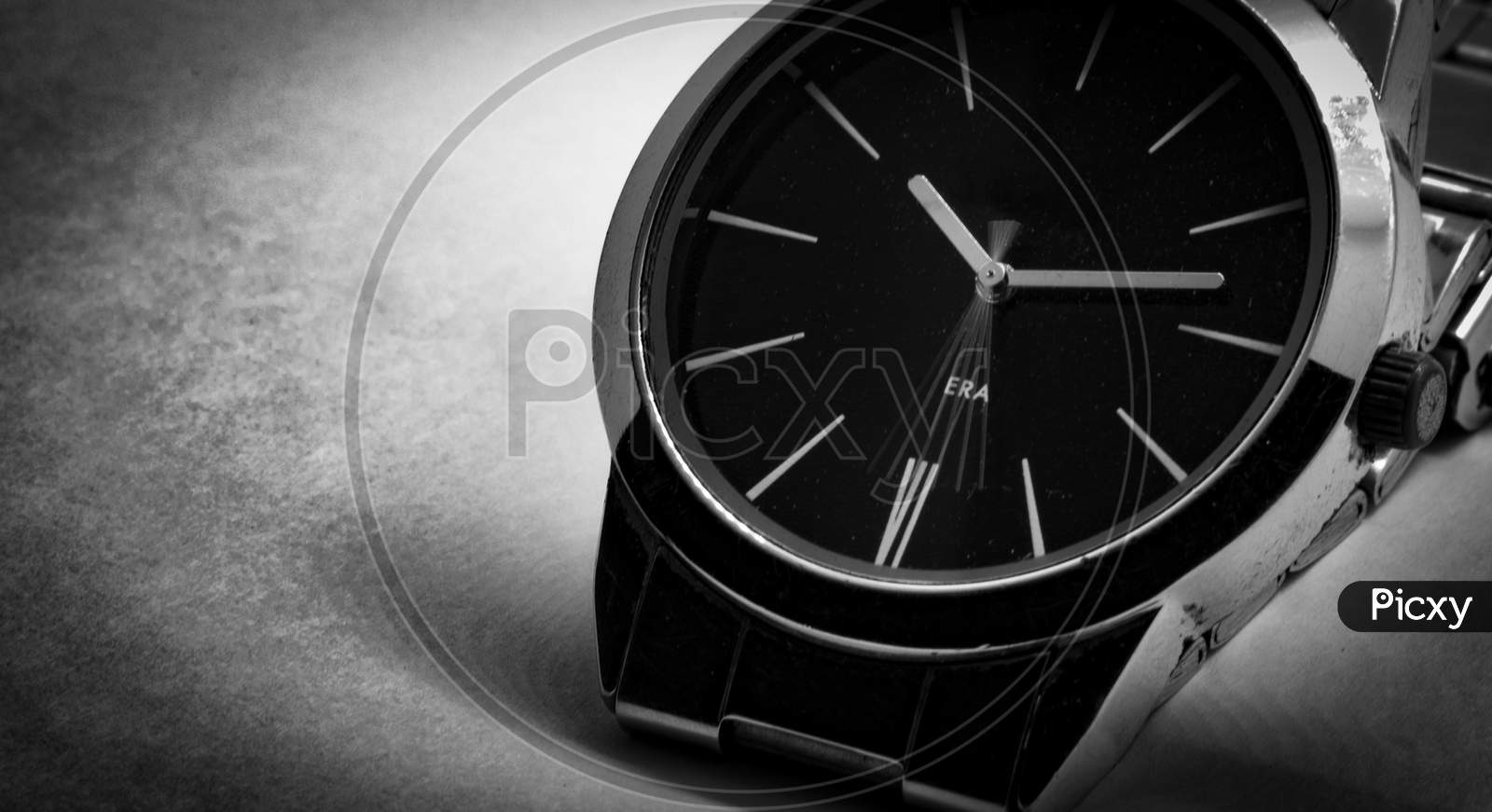 Black And White Macro Photo Of Second Hand Movement Of A Wrist Clock