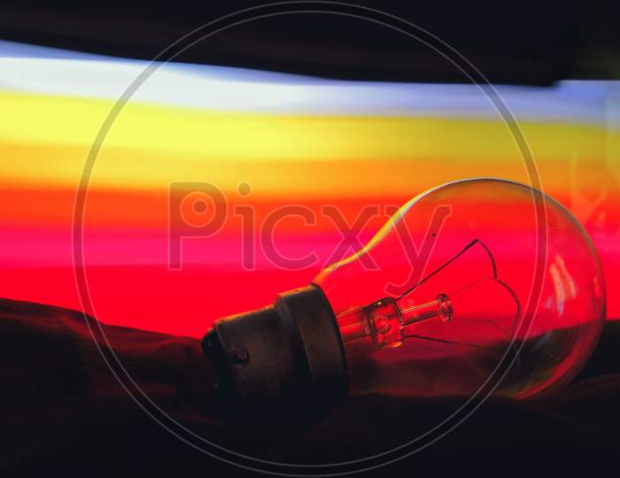 Bulb with colourful background