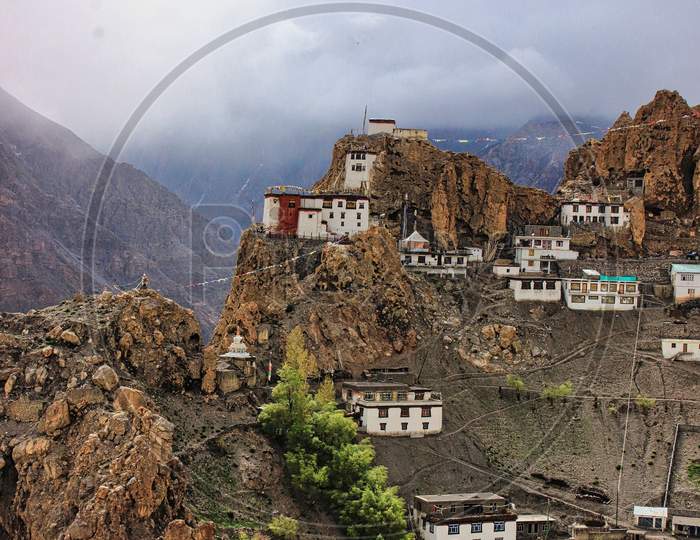 Spiti valley villages and old monetary, Himachal Pradesh, India