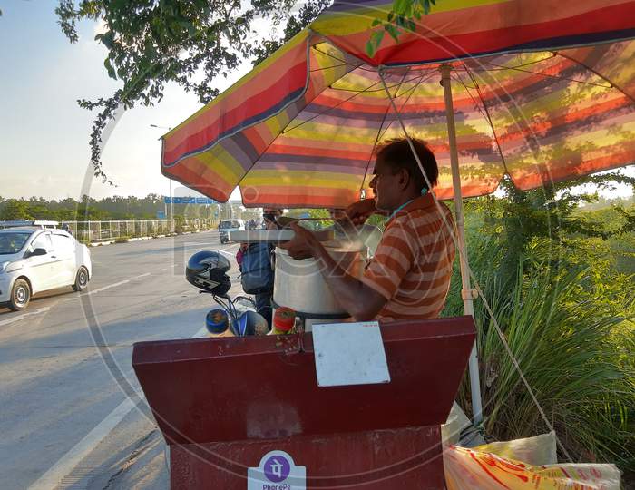 Kachori Wala, Street Food From Delhi Streets Vendor On Cycl