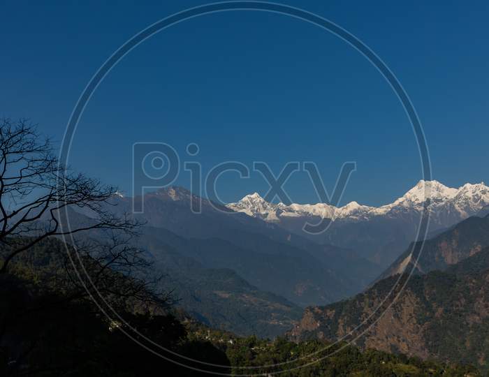 A panoramic view of Mt Kanchenjunga
