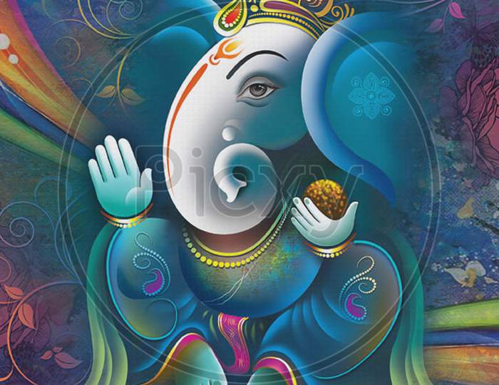 Ganesha beautiful poster illustration wallpaper, wall poster. Colorful Illustration of Ganesha and beautiful rendering wallpaper background illustration.