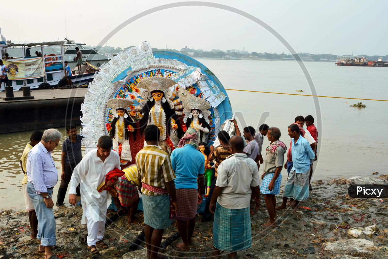 Immersion of Idol of Goddess Durga in the Ganges