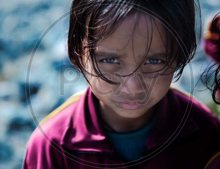 Female Child Going To School In Almora, Uttarakhand