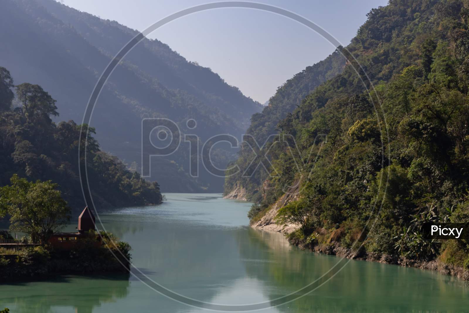 Teesta river flowing down from Sikkim to Darjeeling district