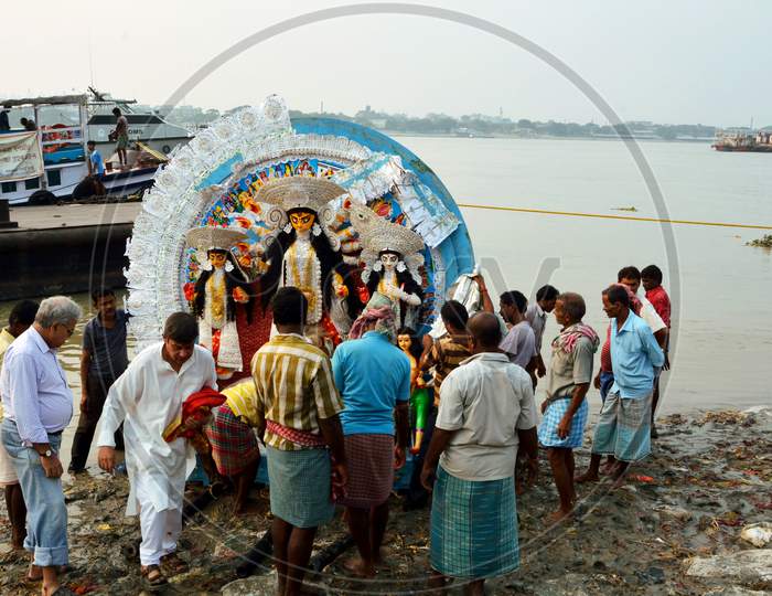 Immersion of Idol of Goddess Durga in the Ganges