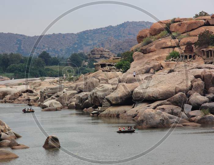 Tungabhadra river, Hampi, Karnataka, India