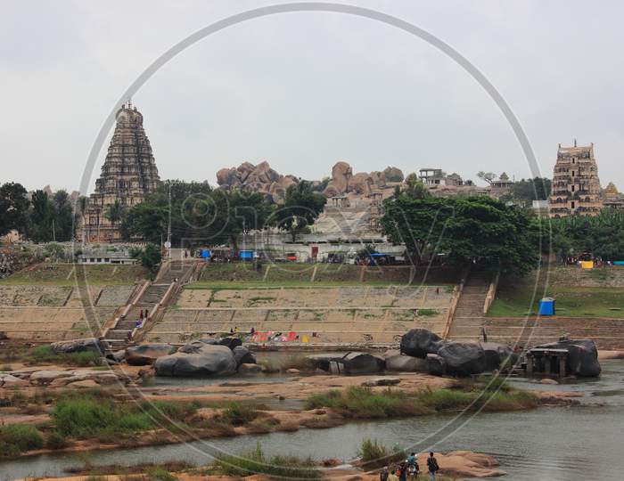 Hampi historical site of Vijayanagar in Karnataka, Near Tungabhadra river,  Unesco world heritage site, India