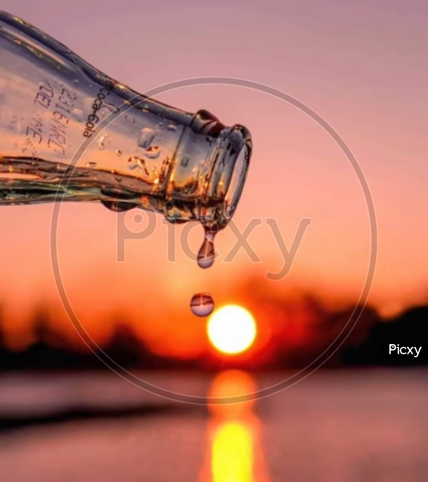 Water drops with Sunsets