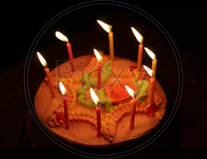 Birthday cake candle lighting