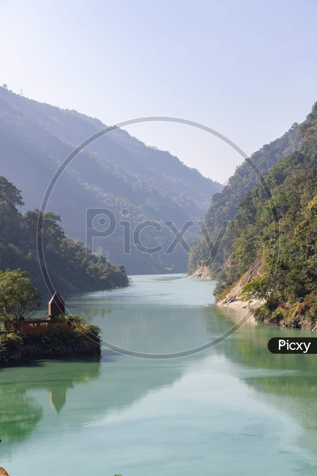 Teesta river flowing down from Sikkim to Darjeeling district
