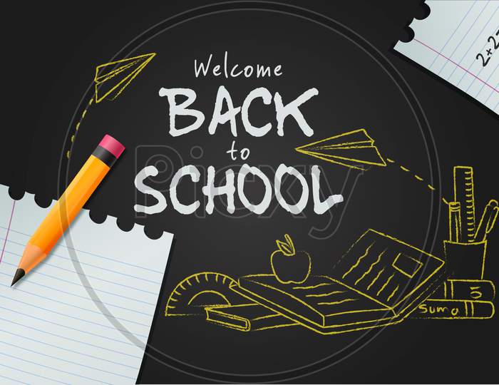 Realistic design back to school background