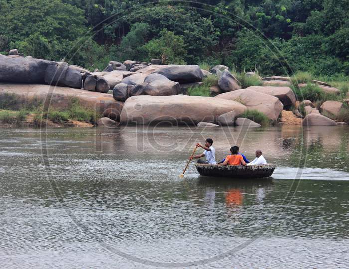 Tungabhadra river, Hampi, Karnataka, India