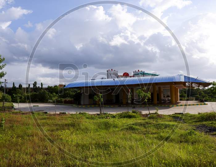Kalback View Of City Bus Stand Building Isolated In Gulbarga University Campus Kalaburagi