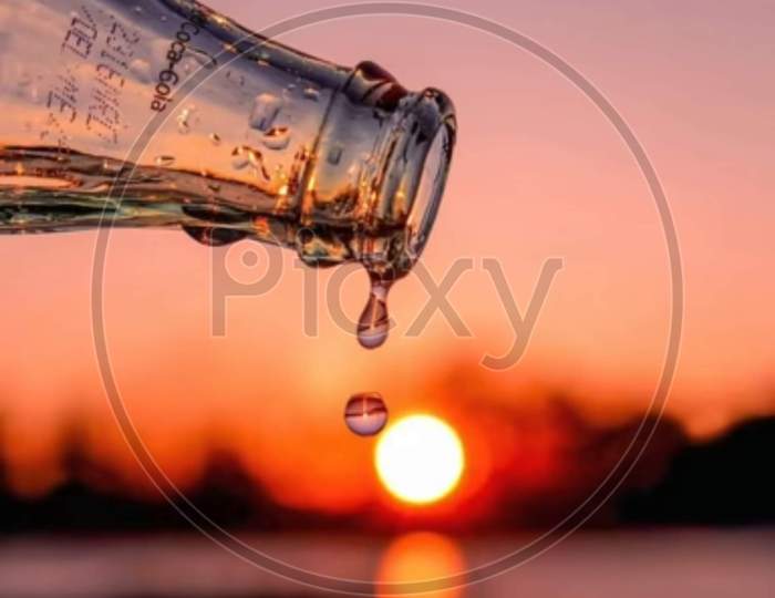 Water drops with Sunsets