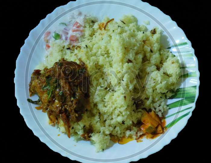 Delicious Food(Biriyani) In A White Bowl