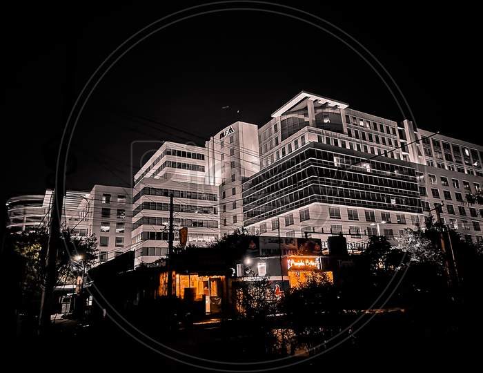 DLF Cyber city Hyderabad in night.